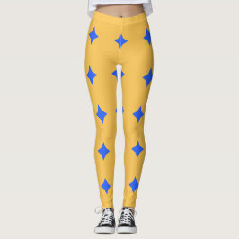 Bright Blue Diamond Starburst Pattern Leggings