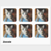 Bright Blue Eyed Kitten Vierkante Sticker (Vel)
