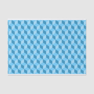 BRIGHT BLUE GEOMETRIC CUBE PATTERS TISSUEPAPIER