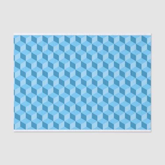 BRIGHT BLUE GEOMETRIC CUBE PATTERS TISSUEPAPIER (Voorkant)