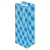 BRIGHT BLUE GEOMETRIC CUBE PATTERS WIJN CADEAUTAS (Achterkant Gekanteld)