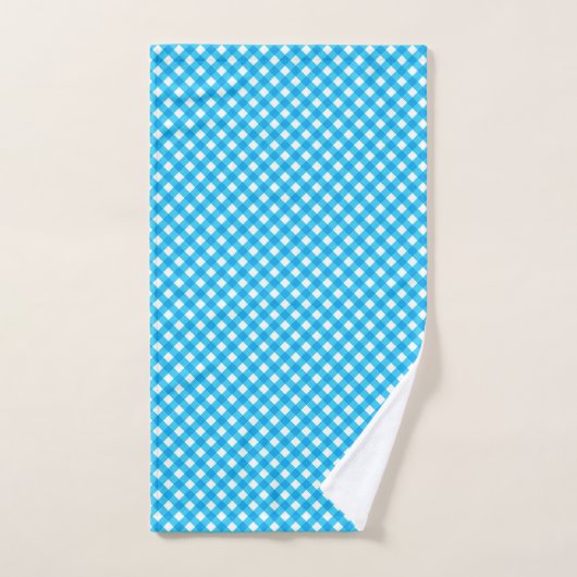 Bright Blue Gingham Pattern Bad Handdoek (Handdoek)