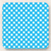 Bright Blue Gingham Pattern Bier Onderzetter (Voorkant)