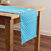 Bright Blue Gingham Pattern Korte Tafelloper (Voorbeeld)