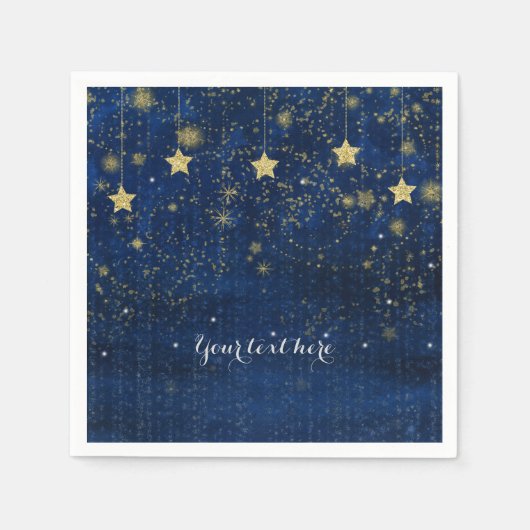 Bright Blue Gold Starry Hemelse grillige partij Servet (Voorkant)