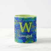 Bright Blue & Green Camouflage Glitter Camo Name Mok (Midden)