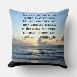 BRIGHT BLUE JOHN 3:16 OCEAN FOTO DESIGN KUSSEN