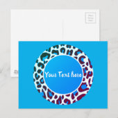 Bright Blue Leopard Animal Print Patroon Cirkel Briefkaart (Voorkant / Achterkant)