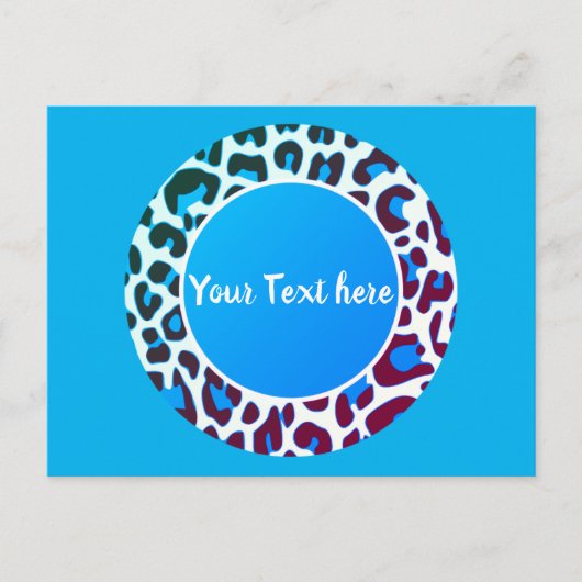 Bright Blue Leopard Animal Print Patroon Cirkel Briefkaart (Voorkant)