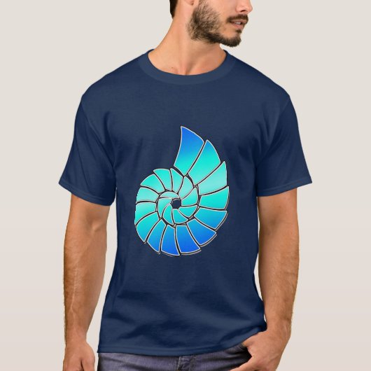 Bright Blue Nautilus Shell T-shirt (Voorkant)