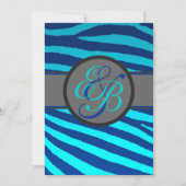 Bright blue neon zebra rayures invitations mariage (Devant)