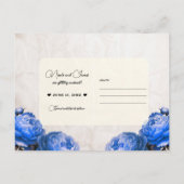 Bright Blue Peony Flowers Save the Date Aankondigingskaart (Achterkant)