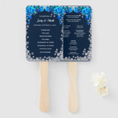 Bright Blue Rozen Snowflake Kerstprogramma Handwaaier (Voorkant en achterkant)