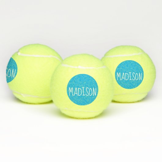 Bright Blue Super Schattigee aangepaste naam Tennisballen (Multi)