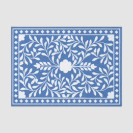 Bright Blue Traditional Bone Inlay Decoupage Paper Tissuepapier