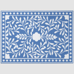Bright Blue Traditional Bone Inlay Decoupage Paper Tissuepapier