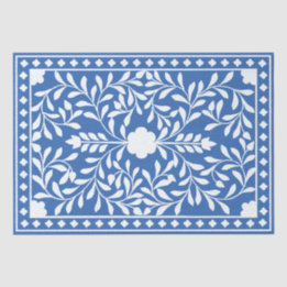 Bright Blue Traditional Bone Inlay Decoupage Paper Tissuepapier