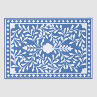 Bright Blue Traditional Bone Inlay Decoupage Paper Tissuepapier