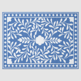 Bright Blue Traditional Bone Inlay Decoupage Paper Tissuepapier