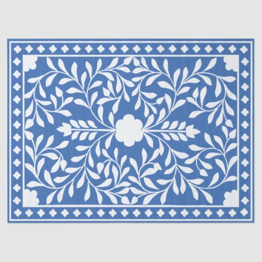 Bright Blue Traditional Bone Inlay Decoupage Paper Tissuepapier (Voorkant)