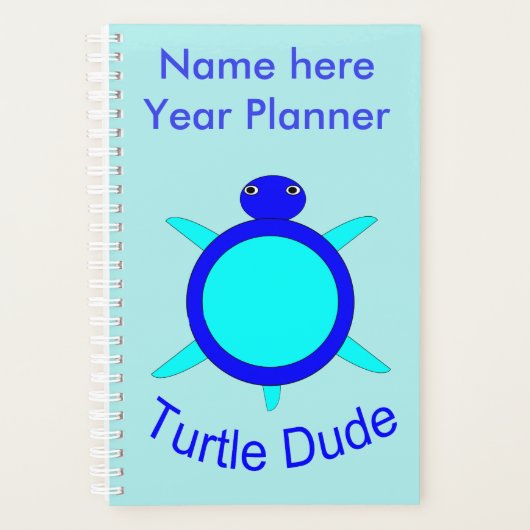 Bright Blue Turtle Dud Planner Personnalisé (Devant)