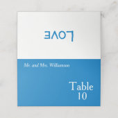 Bright Blue White Wedding Table Number (Buitenkant ongevouwen)