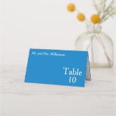 Bright Blue White Wedding Table Number (Voorkant)