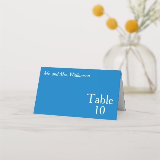 Bright Blue White Wedding Table Number (Voorkant)