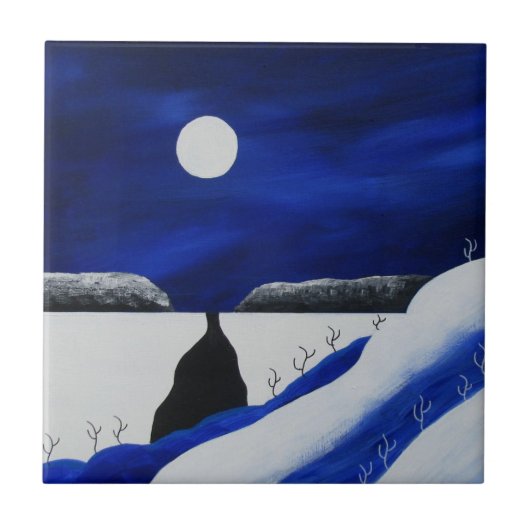 Bright Blue Winter Southwest Desert Kerstmis Tegeltje (Voorkant)