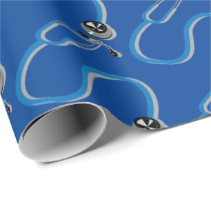 Bright Blue Ziekenhuis Dokter en Verpleegster Stet Cadeaupapier
