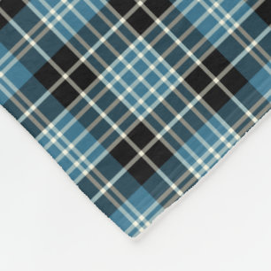 Bright Blue, zwart en wit Clan Clark Tartan Fleece Deken