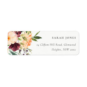 BRIGHT BLUSH YELLOW ORANJE FLORAL BUNCH ADRES ETIKET