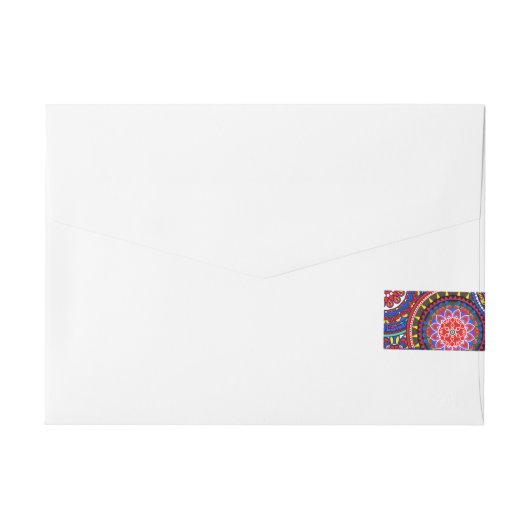 Bright Bohemian Boho Hippy Chic Pattern Adreslabel Wikkel (Achterkant)