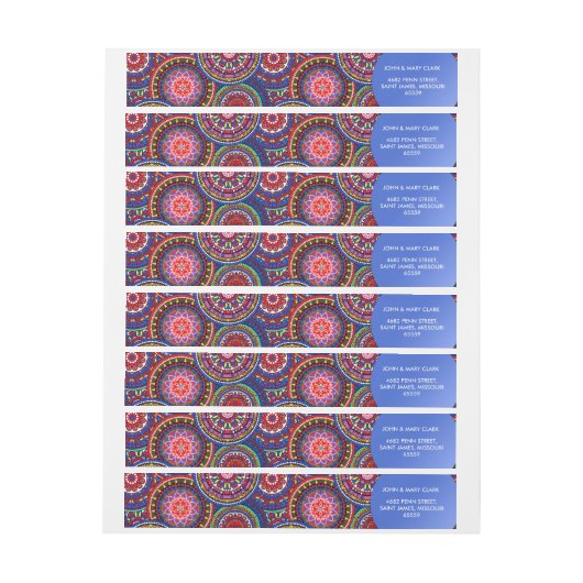 Bright Bohemian Boho Hippy Chic Pattern Adreslabel Wikkel (Vel)