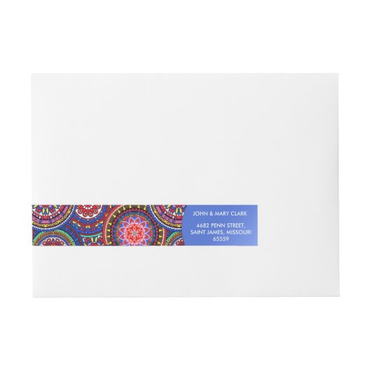 Bright Bohemian Boho Hippy Chic Pattern Adreslabel Wikkel (Voorkant)