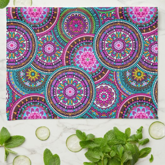 Bright Bohemian Boho Hippy Chic Pattern Theedoek (Gevouwen)