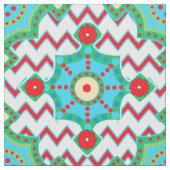 Bright Boho | Aqua en Red Chevron Stof (Close Up)