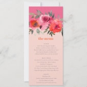 Bright Boho Hot Roze Bloemen Bruiloft Menu Kaart (Voorkant)