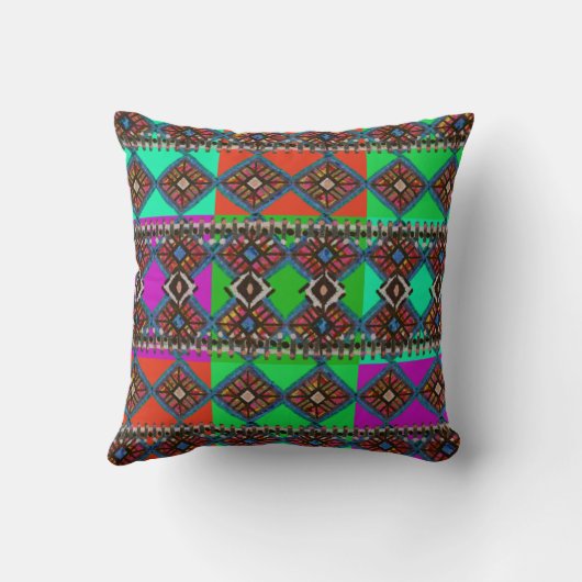 Bright Boho Patchwork | Geïnspireerde modderkledin Kussen (Achterkant)