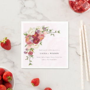 Bright Boho Rood Roze Witte Bloemen Trouwen Servet