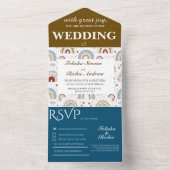 Bright Boho Terracotta Rainbows Bruiloft All In One Uitnodiging (Binnen)