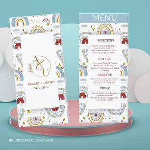 Bright Boho Terracotta Rainbows Bruiloft Menu
