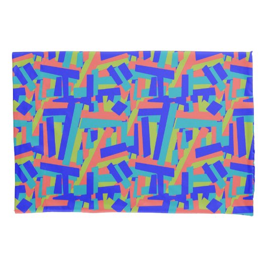 Bright Bold Blue Green Coral Abstract Patches Kussensloop (Voorkant)