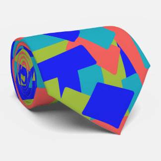 Bright Bold Blue Green Coral Abstract Patches Stropdas