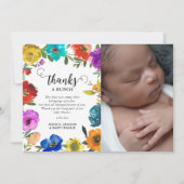 Bright & Bold Floral Baby shower Bedankkaart (Voorkant)