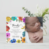 Bright & Bold Floral Baby shower Bedankkaart (Staand voorkant)