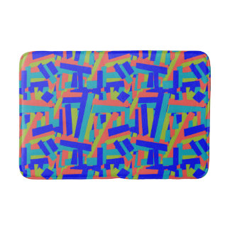 Bright Bold Lime Blue Coral Abstract Patches Badmat