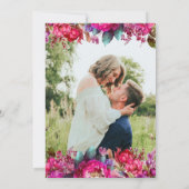 Bright Bold Magenta Bloemen & Foto Bruiloft Save The Date (Achterkant)