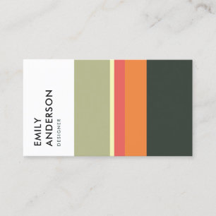 BRIGHT BOLD MODERN ORANJE BEIGE PINK NAVY STRIPES VISITEKAARTJE