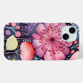 Bright Bold Pink Floral Waterverf Boho Case-Mate iPhone Case (Achterkant (horizontaal))